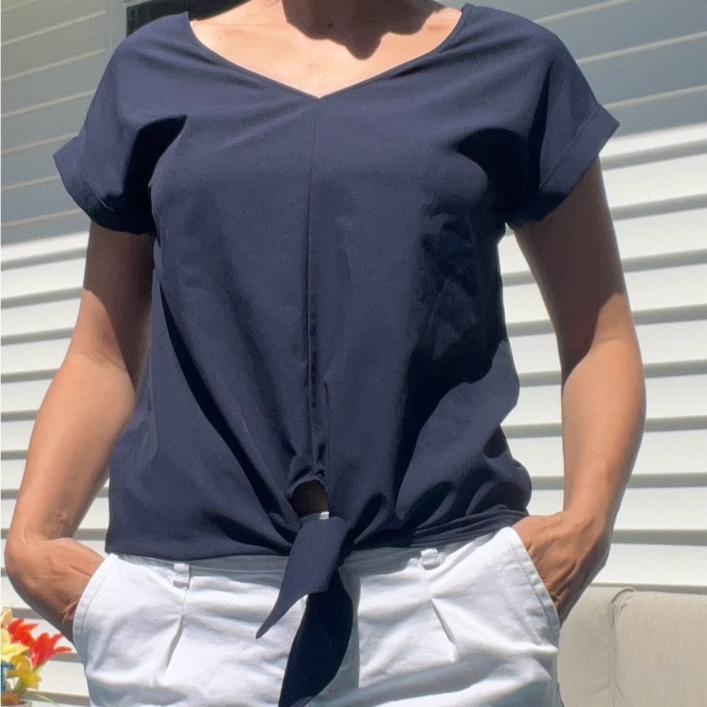 Juicy Couture Dark Blue Tie-Front Blouse